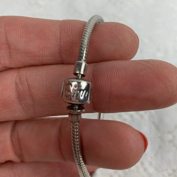 Sim Stars Sterling Silver snake charm Bracelet Hook closure 7-8” New. NWOT - Picture 7 of 10